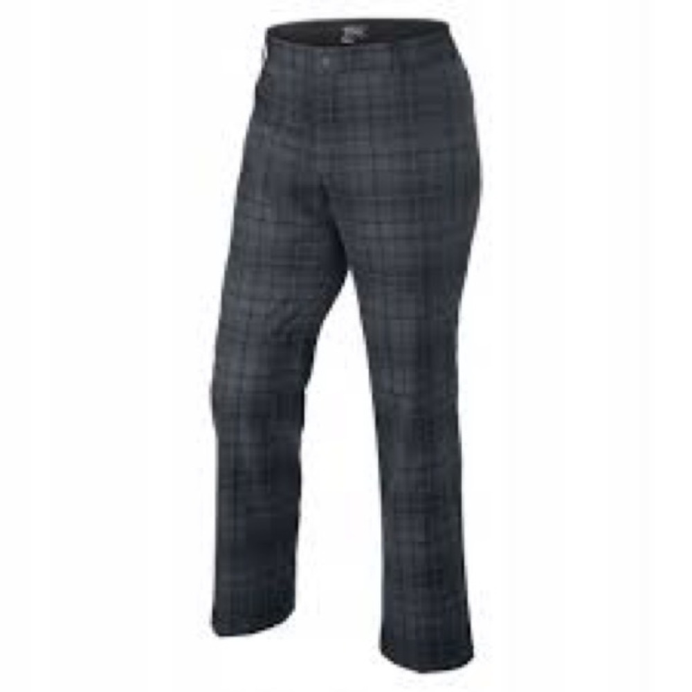 Nike Golf Tour Performance Black & Grey Plaid Dri-Fit Flat Front Pants, Sz 40x32